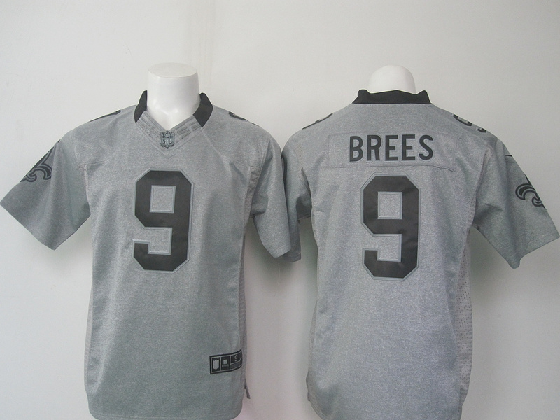 Nike Saints 9 Drew Brees Grey Gridiron Grey Limited Jersey