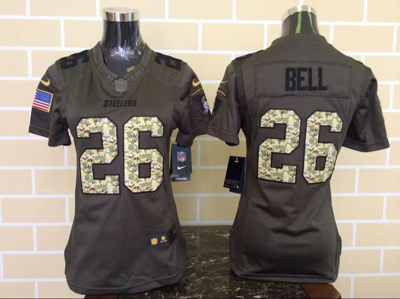Nike Steelers 26 Le'Veon Bell Green Salute To Service Women Limited Jersey