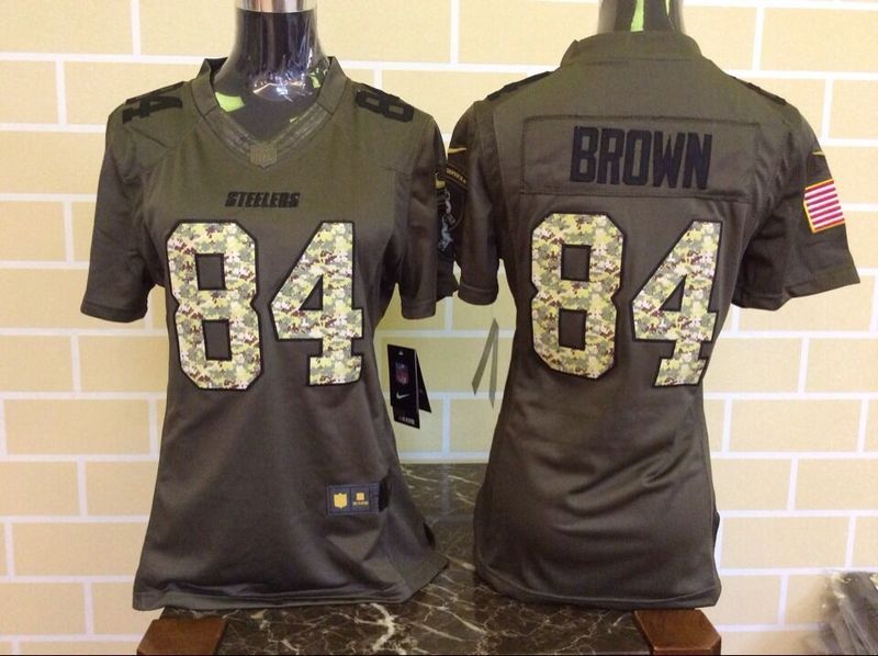 Nike Steelers 84 Antonio Brown Green Salute To Service Women Limited Jersey