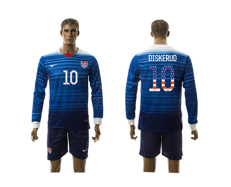 2015-16 USA 10 DISKERUD Independence Day Away Long Sleeve Jersey