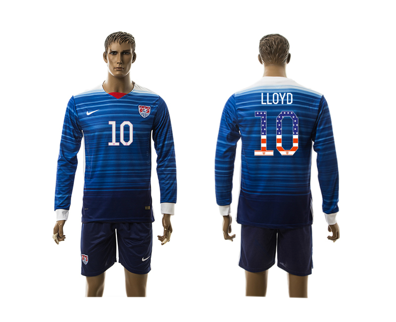 2015-16 USA 10 LLOYD Independence Day Away Long Sleeve Jersey