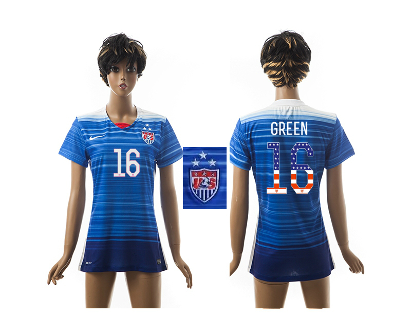 2015-16 USA 16 GREEN Independence Day Women Away Jersey