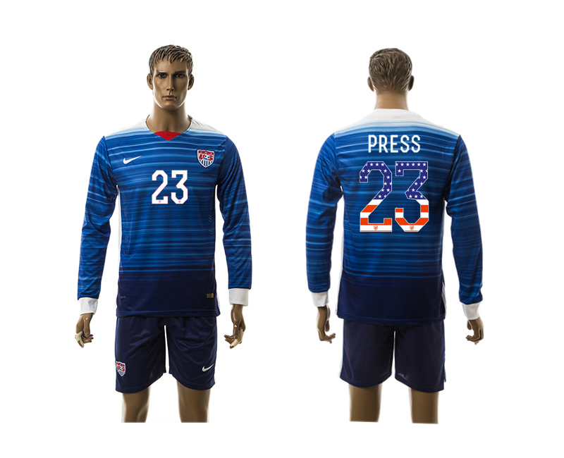 2015-16 USA 23 PRESS Independence Day Away Long Sleeve Jersey