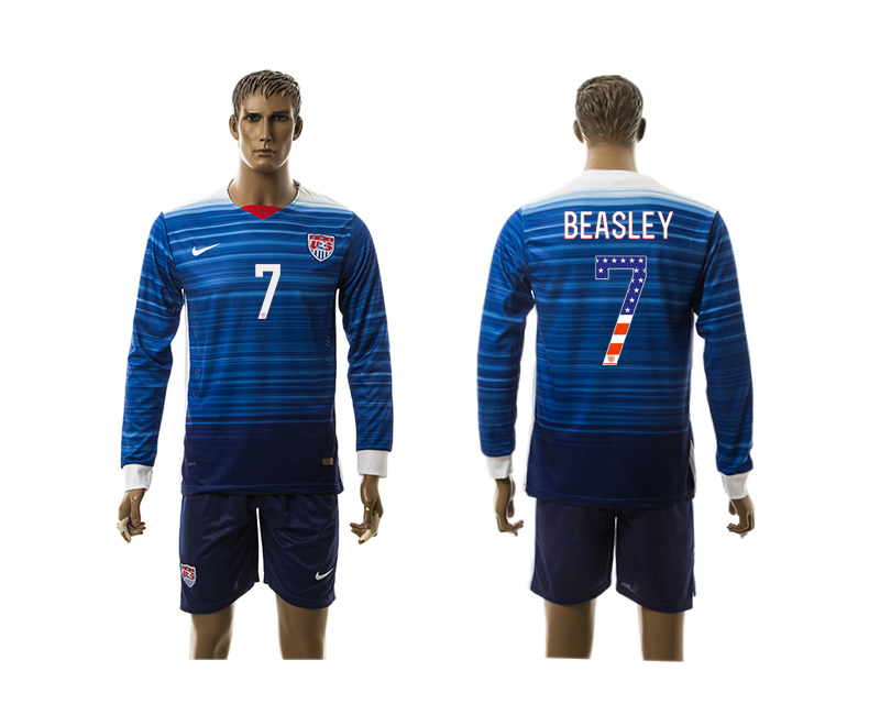 2015-16 USA 7 BEASLEY Independence Day Away Long Sleeve Jersey