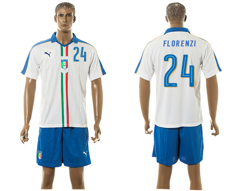 Italy 24 FLORENZI UEFA Euro 2016 Away Jersey