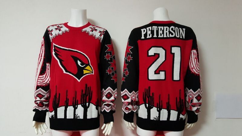 Cardinals 21 Patrick Peterson Red Men's Ugly Sweater