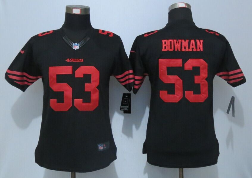 Nike 49ers 53 NaVorro Bowman Black Women Limited Jersey