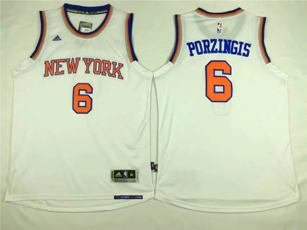 Knicks 6 Kristaps Porzingis White Swingman Jersey