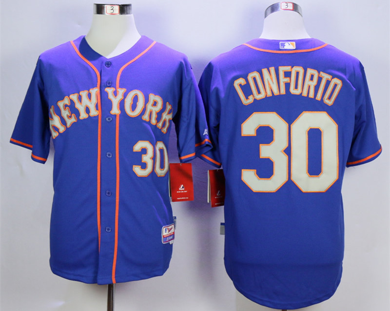 Mets 30 Michael Conforto Blue Road Cool Base Jersey