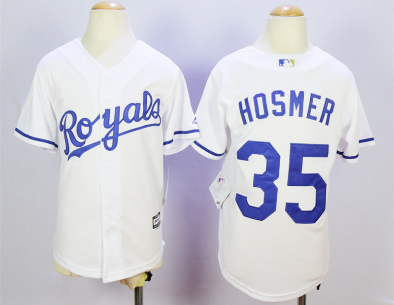 Royals 35 Eric Hosmer White Youth New Cool Base Jersey
