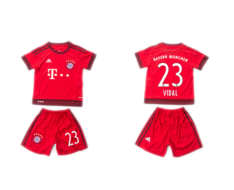 2015-16 Bayern Munchen 23 VIDAL Home Youth Jersey