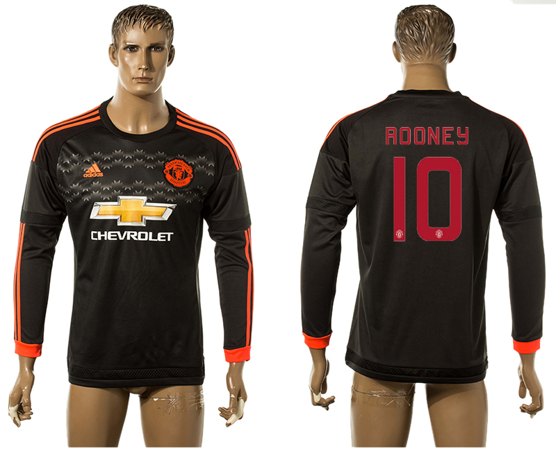 2015-16 Manchester United 10 ROONEY UEFA Champions League Third Away Long Sleeve Thailand Jersey
