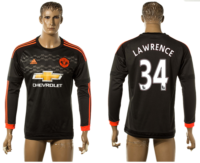 2015-16 Manchester United 34 LAWRENCE Third Away Long Sleeve Thailand Jersey