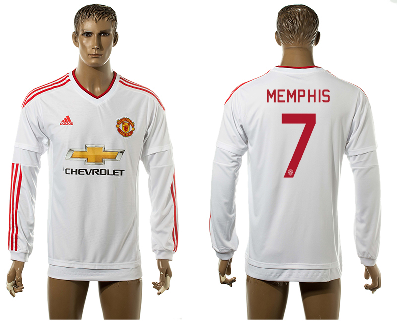 2015-16 Manchester United 7 MEMPHIS UEFA Champions League Away Long Sleeve Thailand Jersey