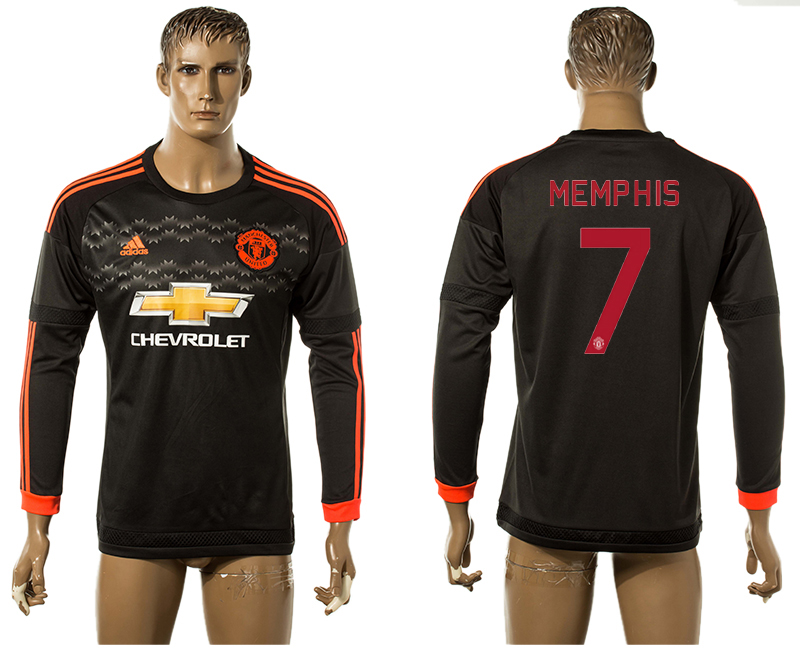 2015-16 Manchester United 7 MEMPHIS UEFA Champions League Third Away Long Sleeve Thailand Jersey 2015-16 Manchester United 7 MEMPHIS UEFA Champions League Third Away Long Sleeve Thailand Jersey