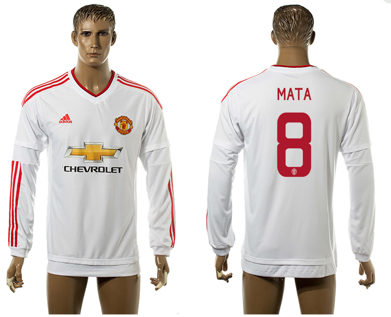 2015-16 Manchester United 8 MATA UEFA Champions League Away Long Sleeve Thailand Jersey