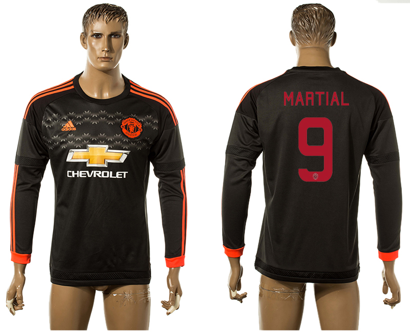 2015-16 Manchester United 9 MARTIAL UEFA Champions League Third Away Long Sleeve Thailand Jersey