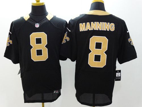 Nike Saints 8 Archie Manning Black Elite Jersey