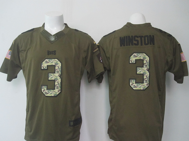 Nike Buccaneers 3 Jameis Winston Green Salute To Service Limited Jersey
