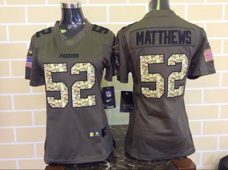 Nike Packers 52 Clay Matthews Green Salute To Service Women Limited Jersey