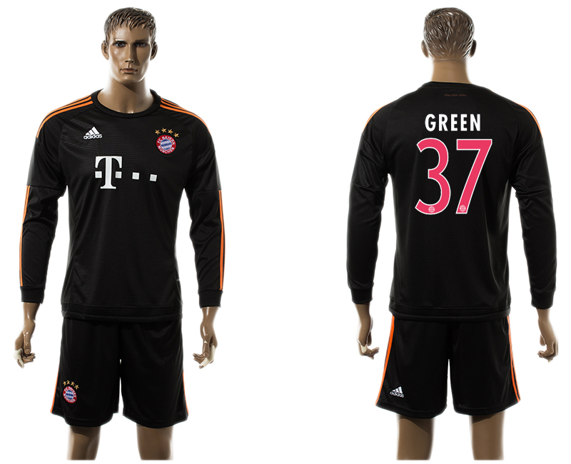 2015-16 Bayern Munchen 37 GREEN Third Away Long Sleeve Jersey