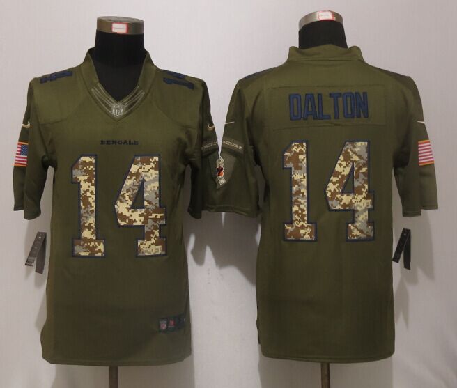 Nike Bengals 14 Andy Dalton Green Salute To Service Limited Jersey