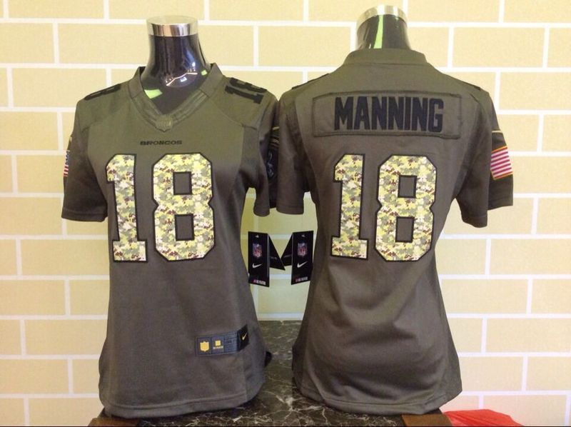Nike Broncos 18 Peyton Manning Green Salute To Service Women Limited Jersey
