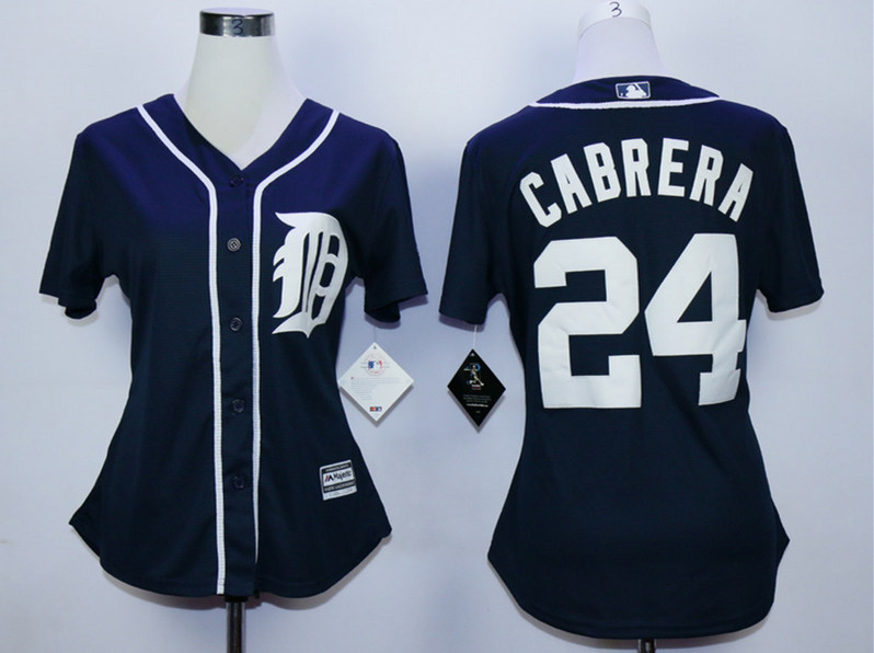 Tigers 24 Miguel Cabrera Blue Women New Cool Base Jersey