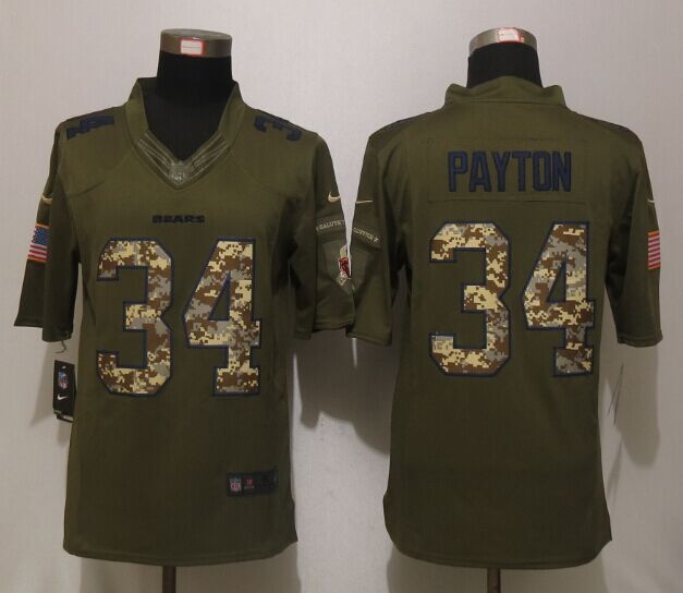 Nike Bears 34 Walter Payton Green Salute To Service Limited Jersey