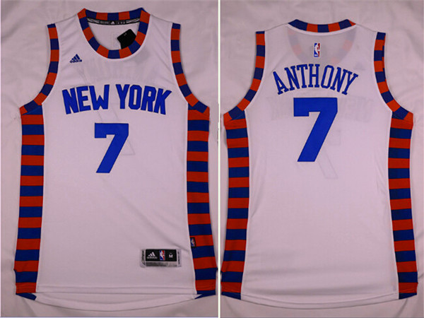 Knicks 7 Carmelo Anthony White Throwback Swingman Jersey
