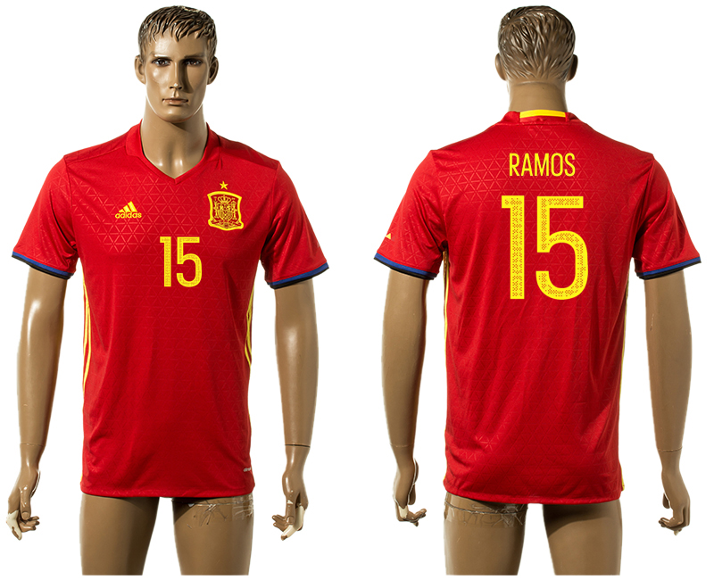 Spain 15 RAMOS Home UEFA Euro 2016 Jersey