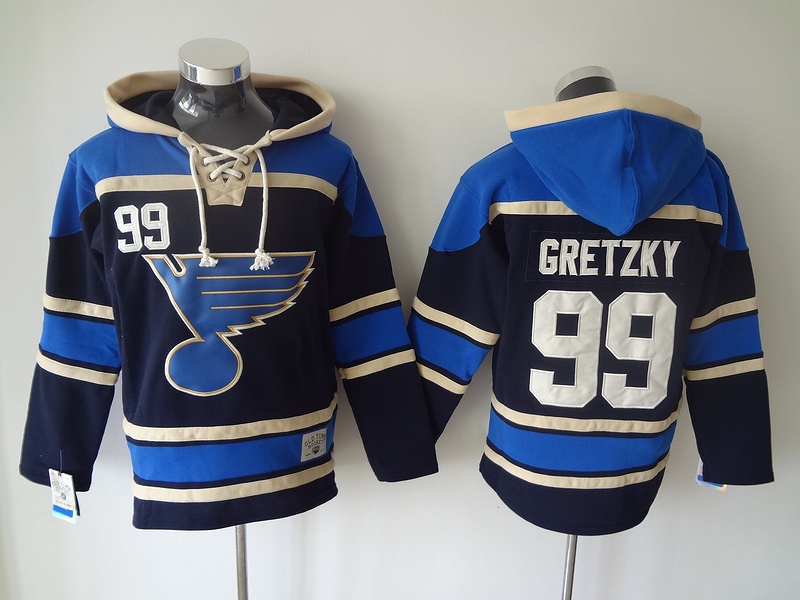 Blues 99 Wayne Gretzky Blue All Stitched Hooded Sweatshirt