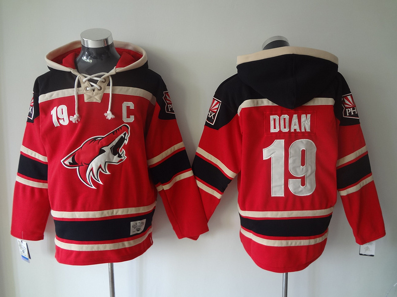 Coyotes 19 Shane Doan Red All Stitched Hooded Sweatshirt