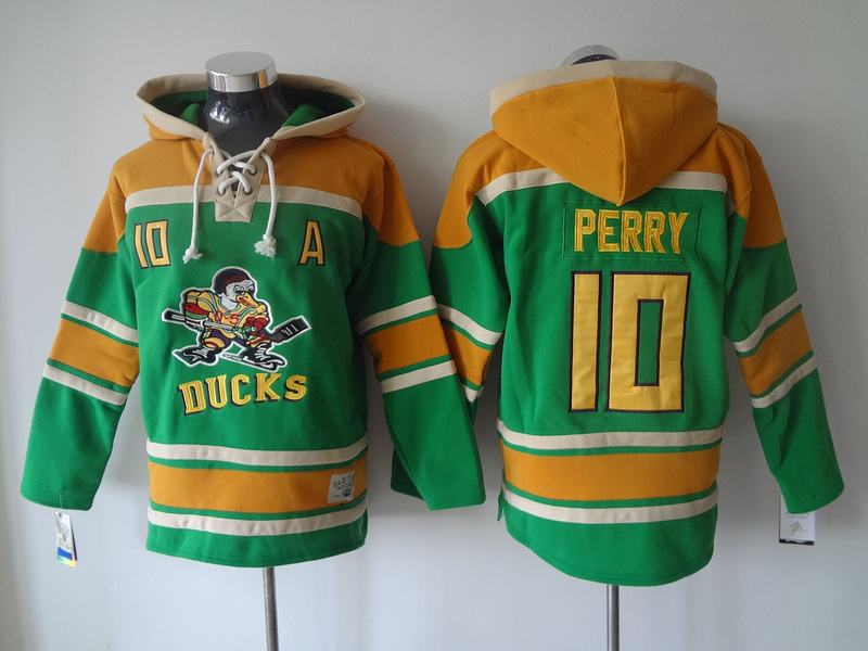 Ducks 10 Corey Perry Green All Stitched Hooded Sweatshirt