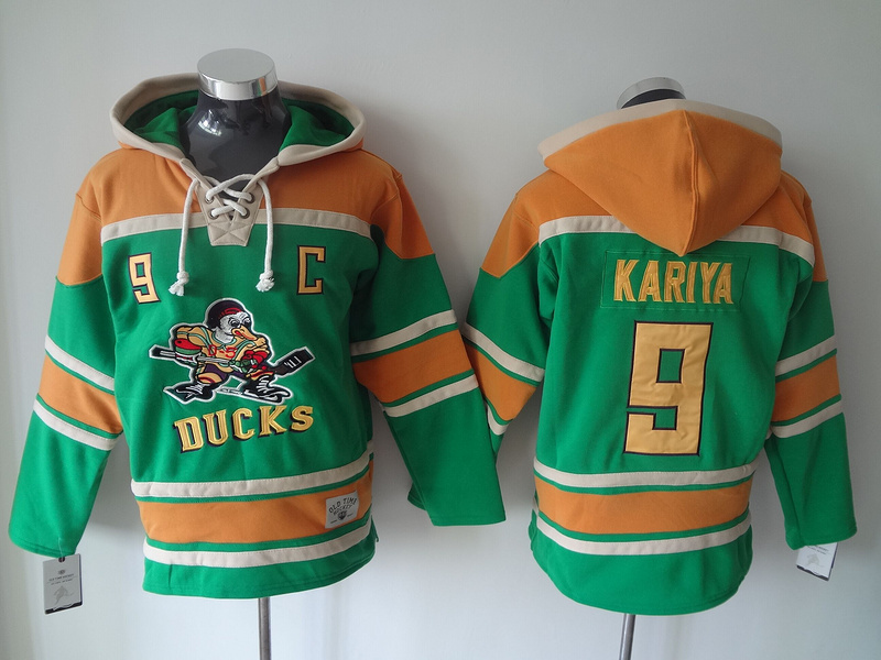 Ducks 9 Paul Kariya Green All Stitched Hooded Sweatshirt