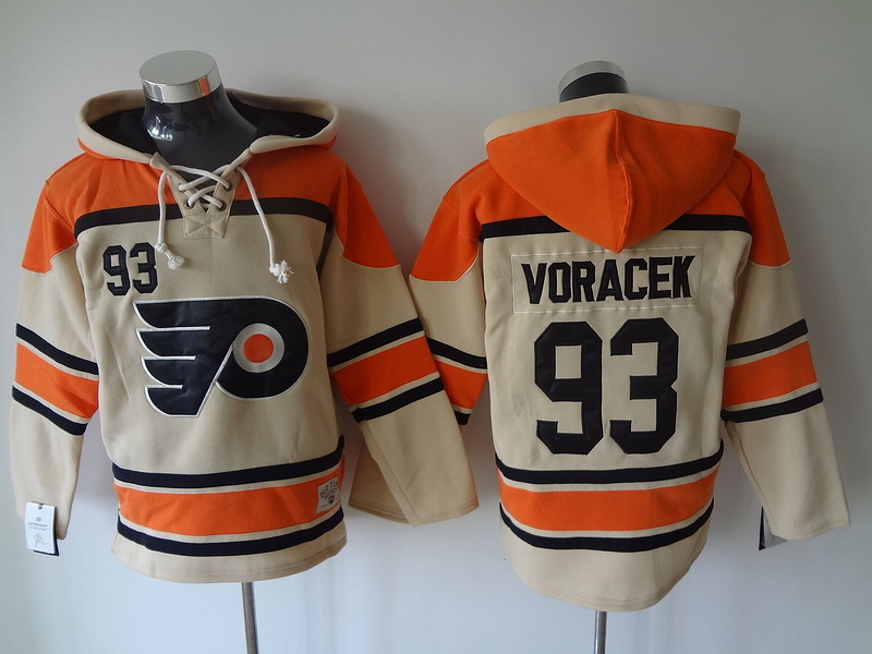 Flyers 93 Jakub Voracek Cream All Stitched Hooded Sweatshirt