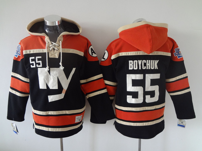 Islanders 55 Johnny Boychuk Black All Stitched Hooded Sweatshirt