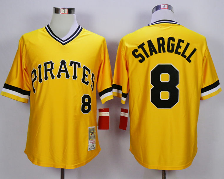 Pirates 8 Willie Stargell Yellow Throwback Jersey