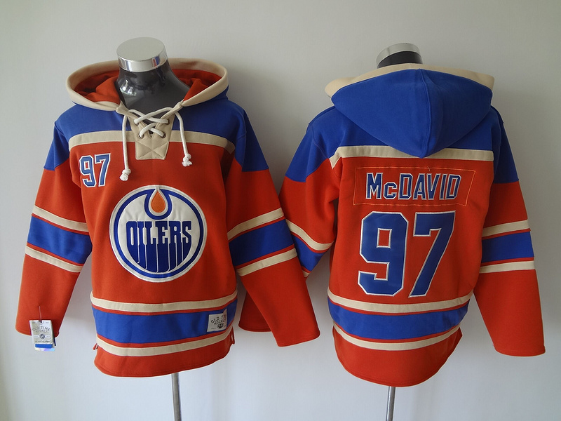 Oilers 97 Connor McDavid Orange All Stitched Hooded Sweatshirt