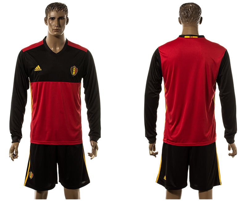 Belgium Home UEFA Euro 2016 Long Sleeve Jersey