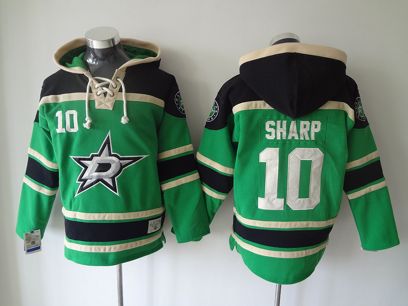Stars 10 Patrick Sharp Green All Stitched Hooded Sweatshirt - Click Image to Close