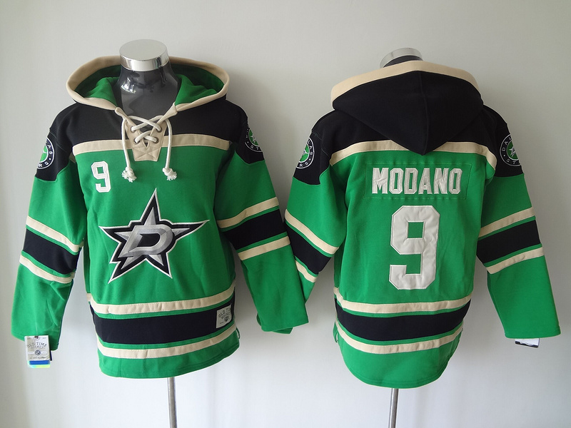 Stars 9 Mike Modano Green All Stitched Hooded Sweatshirt