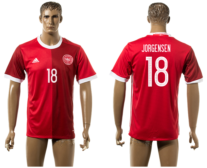 2016-17 Denmark 18 JORGENSEN Home Thailand Soccer Jersey 2016-17 Denmark 18 JORGENSEN Home Thailand Soccer Jersey