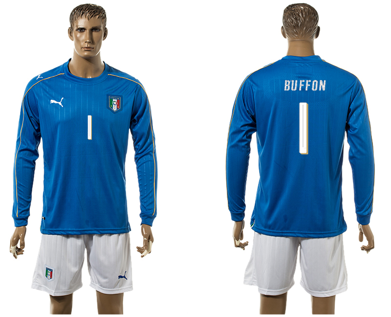 Italy 1 BUFFON Home UEFA Euro 2016 Long Sleeve Jersey