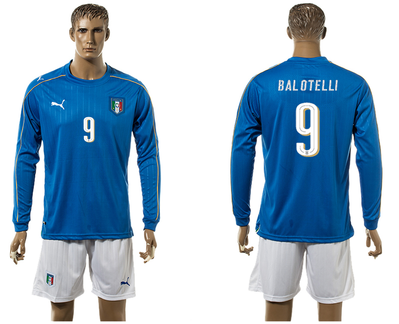 Italy 9 BALOTELLI Home UEFA Euro 2016 Long Sleeve Jersey Italy 9 BALOTELLI Home UEFA Euro 2016 Long Sleeve Jersey