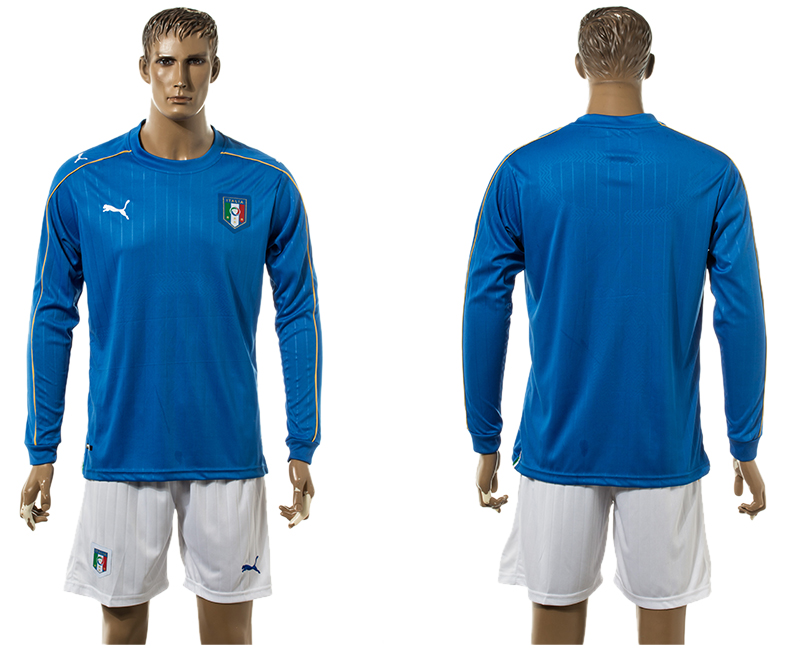Italy Home UEFA Euro 2016 Long Sleeve Jersey