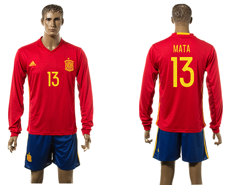 Spain 13 MATA Home UEFA Euro 2016 Soccer Jersey