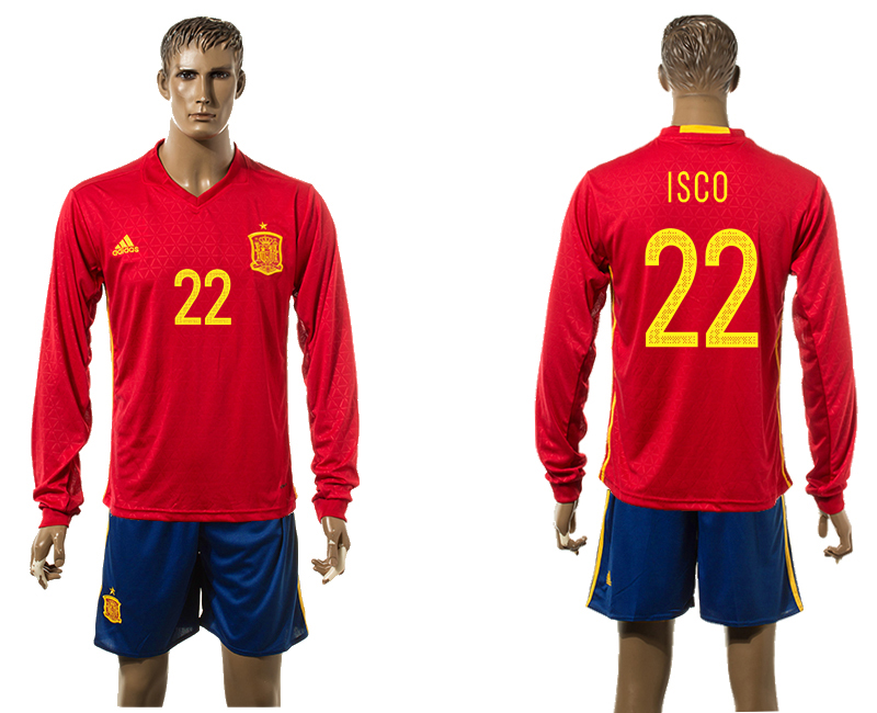Spain 22 ISCO Home UEFA Euro 2016 Soccer Jersey