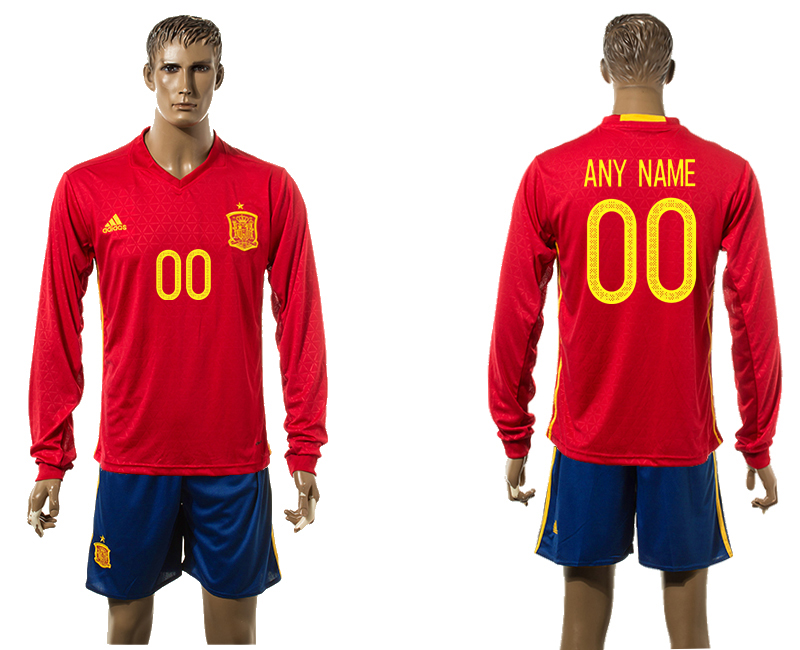 Spain Customized Home Euro 2016 Soccer Jersey