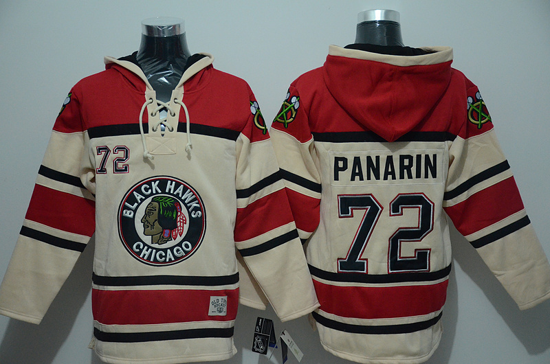 Blackhawks 72 Artemi Panarin Cream All Stitched Hooded Sweatshirt